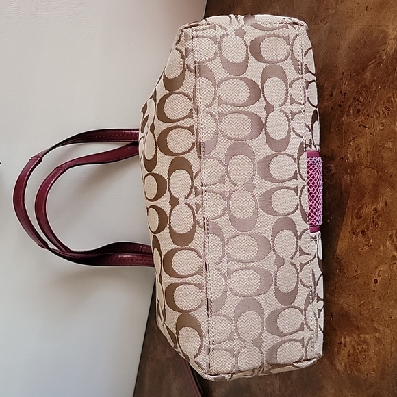 Coach signature Python Stripe Raspberry Tote - Picture 7 of 10